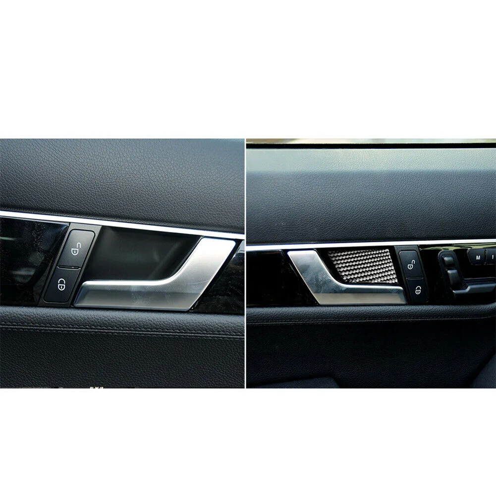 

Cover Trim 4x Door Handle Bowl Anti-corrosion Black Carbon Fiber Carbon Fiber Fading Protection For Mercedes For Benz W204