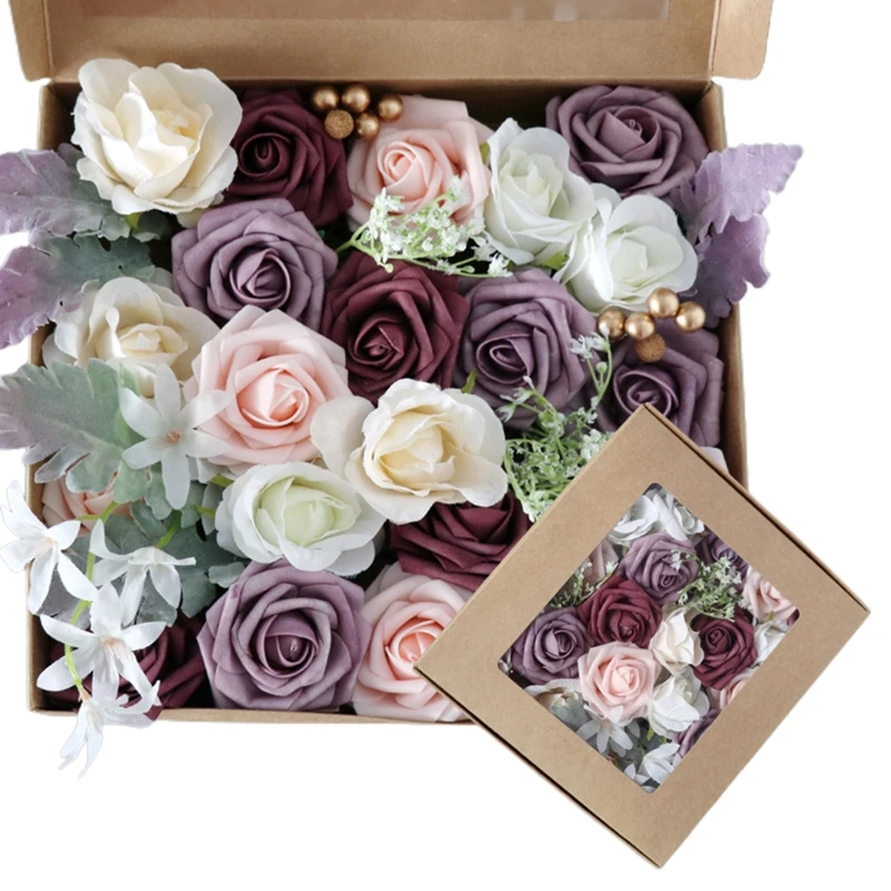 

Artificial Rose Flowers Combo Box Set for DIY Wedding Bouquets Centerpieces Arrangements Party Baby Shower Home Decorations
