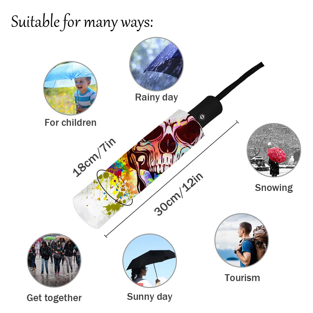 Цветной полностью автоматический зонт с черепом для детей и взрослых зонтик