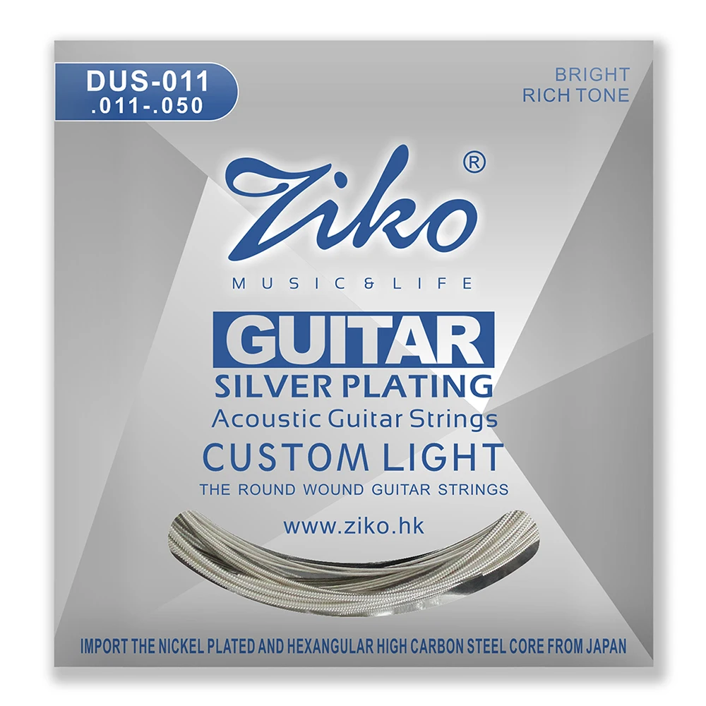 Струны для акустической гитары Ziko шестигранный сердечник из углеродистой стали