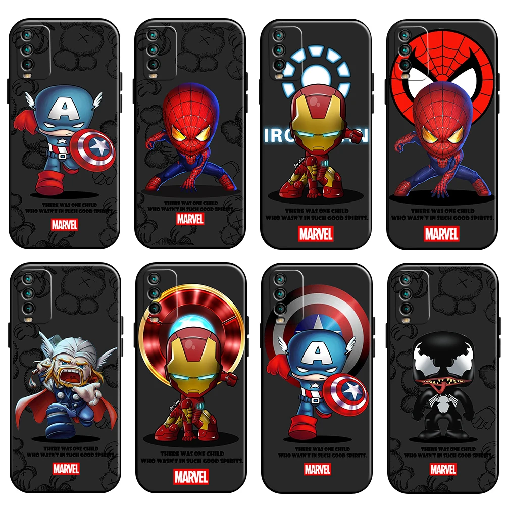 

Marvel Cartoon Spiderman Phone Case For Xiaomi Redmi Note 10 10S 10T 9 9S 9T 5G Redmi 10 9 9T 9A 9C Soft Liquid Silicon Coque