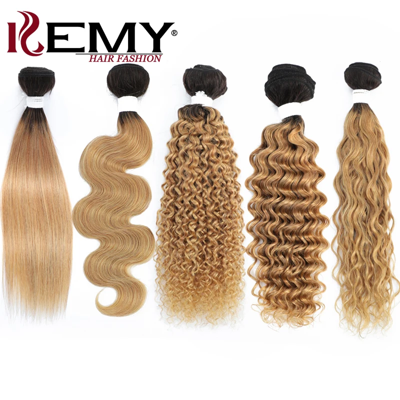 

Deep Wave Human Hair Bundles 1B/27 Ombre Brown Colored Human Hair Weave Bundles Brazilian Remy Hair Bundle Deals 1 PC