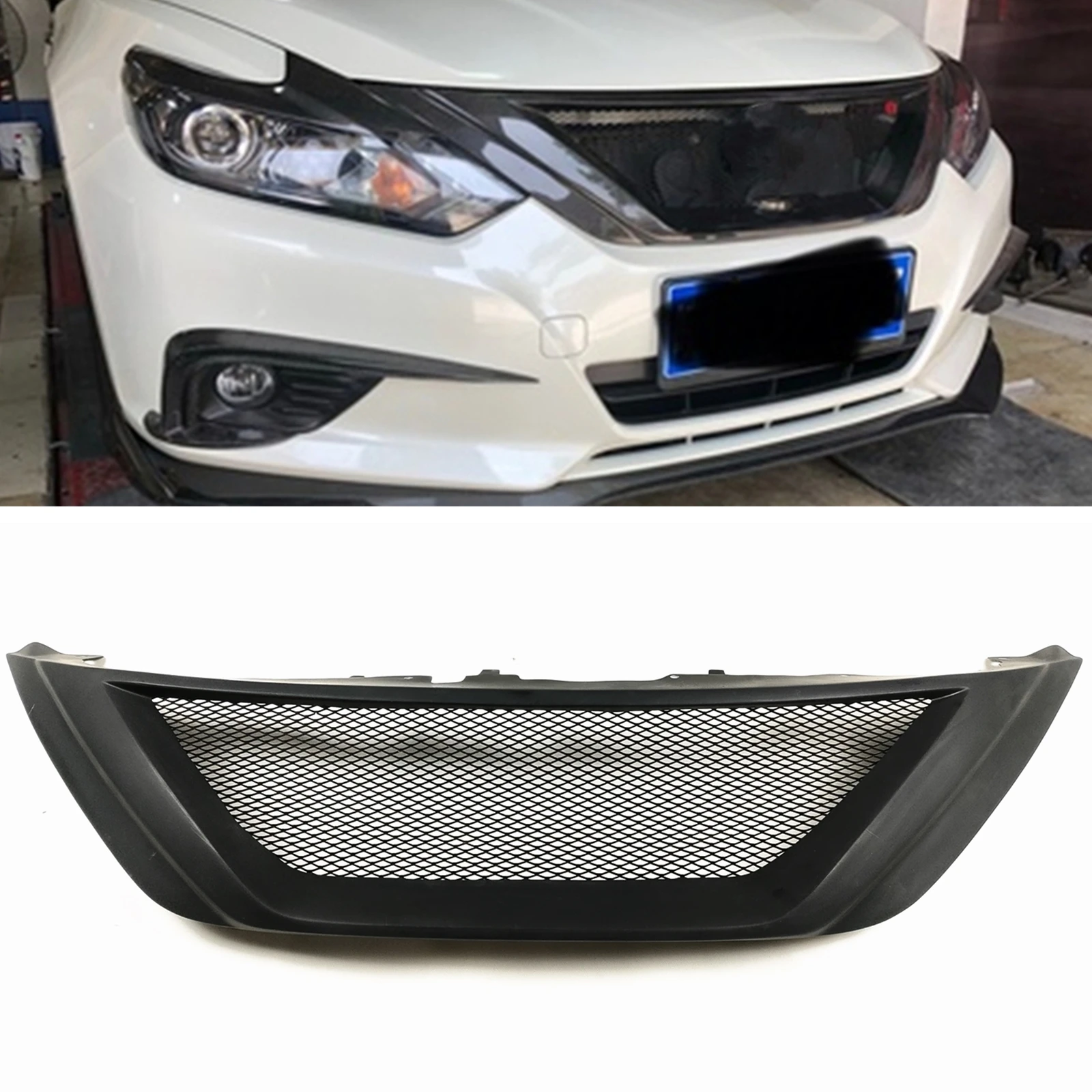 

Racing Grills For Nissan Teana Altima 2016-2018 Fiberglass/Real Carbon Fiber Front Grille Honeycomb Style Upper Bumper Hood Meah