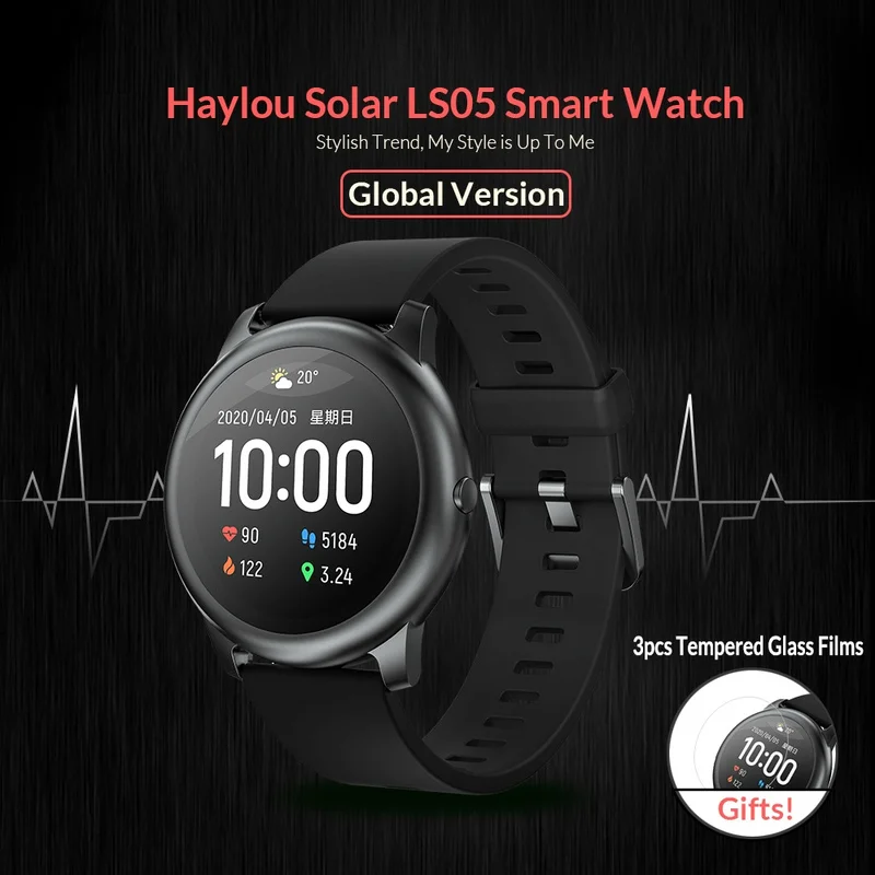 

Haylou Solar Smart Horloge LS05 Sport Metalen Hartslag Sleep Monitor IP68 Waterdichte Ios Android Global Versie Van Youpin