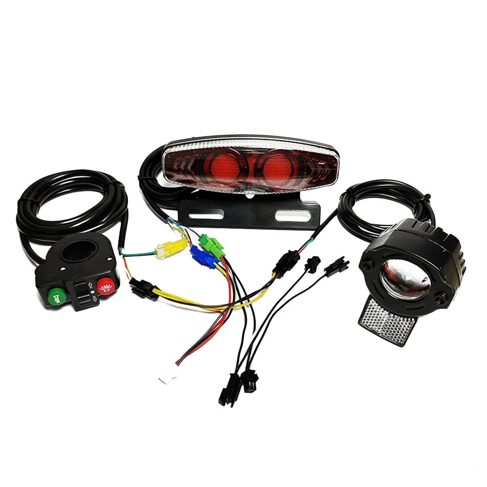

E-Bike Light 24/36/48V/60V Headlight Front Tail Rear Warning Lights LED Night Turn Signal Brake Light with Horn