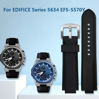 silicon watchband for casio edifice series 5634 efs s570ydydcydb modified convex watch strap black rubber bands