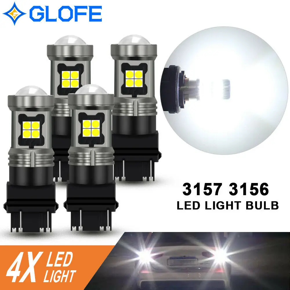 

4 шт., светодиодные лампы для задних стоп-сигналов 3157 3057 3156 15Smd-3030 6500K