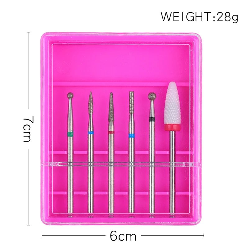6pcs Ceramic Diamond Nail Drill Set Milling Cutter for Manicure Rotary Burr Clean Bits Electric Machine Polishing Accessory Kits - купить по