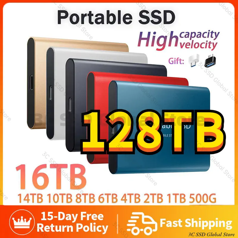 Portable 2TB External Hard Drive Disks USB 3.0 16TB 128TB Portable Solid State Drives For PC Laptop Computer Storage Device