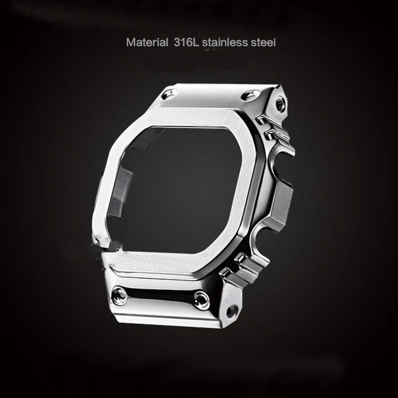 Watch Bands Modification Watchband Bezel/Case DW5600 GW-M5610 Metal 316L Stainless Steel Strap Belt with Tools
