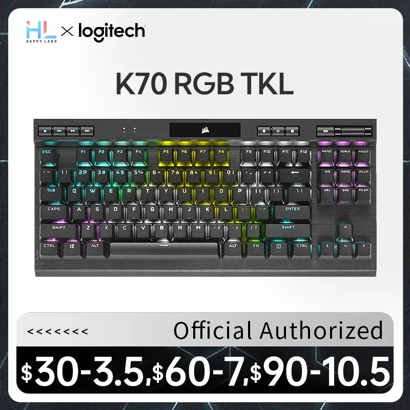 

K70 RGB TKL Проводная игровая клавиатура серии чемпионов, механические скоростные переключатели CHERRY MX для ПК, ноутбука, для Corsair