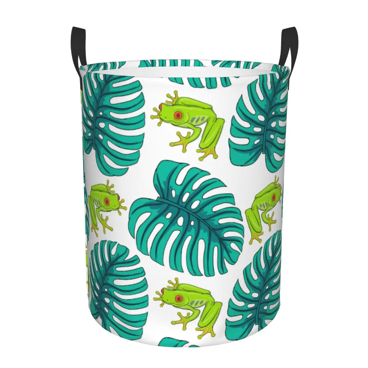 

Folding Laundry Basket Tree Frogs And Tropical Leaves Dirty Clothes Toys Storage Bucket Wardrobe Clothing Organizer Hamper