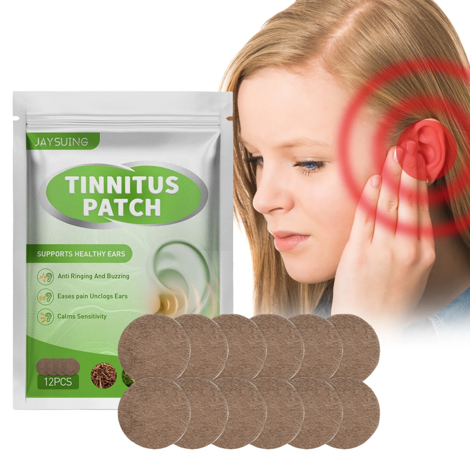 

12 Pieces Tinnitus Relief For Ringing Ears Natural Plant Formula Tinnitus Stickers For Ringing Ears Tinnitus Therapy Patch