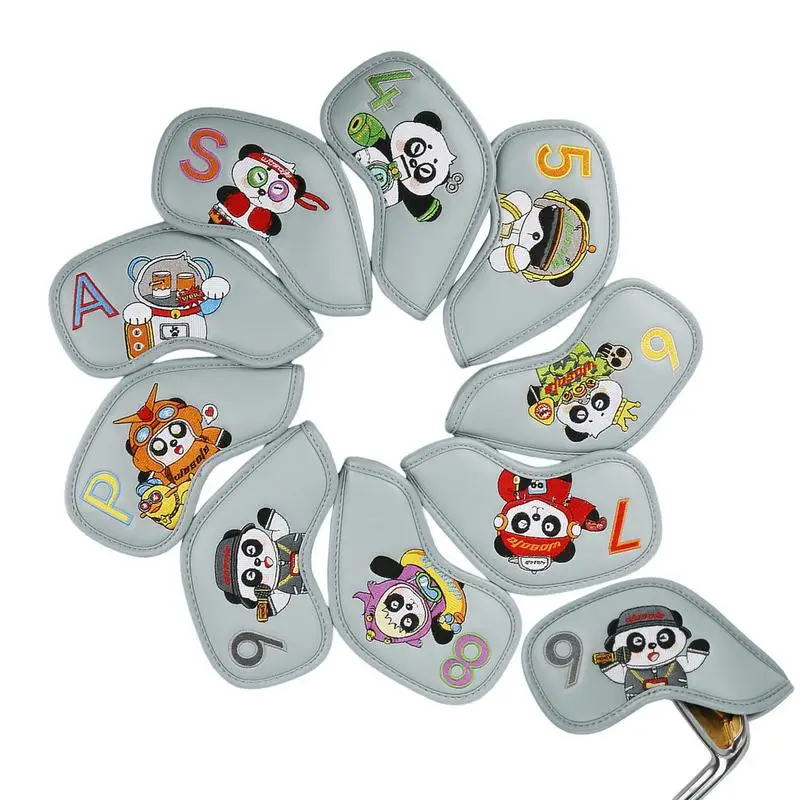 

Golf Club Head Cover 9pcs Golf Head Covers With Panda Embroidered Club Label Protect Your Driver Headcover Style & Durability