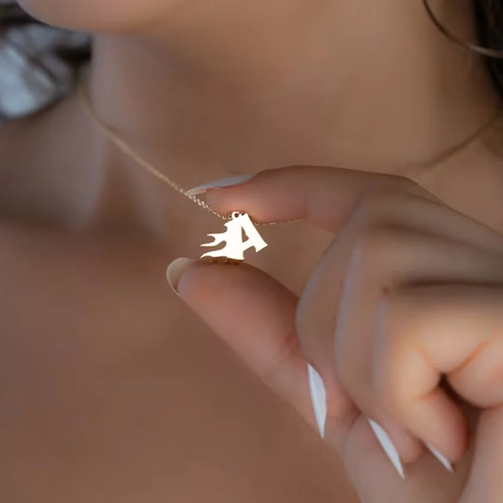 

A-Z Stainless Steel Charm Initial Necklace Personalized Alphabet Pendant Chain Letter mom Gifts Drop Shipping