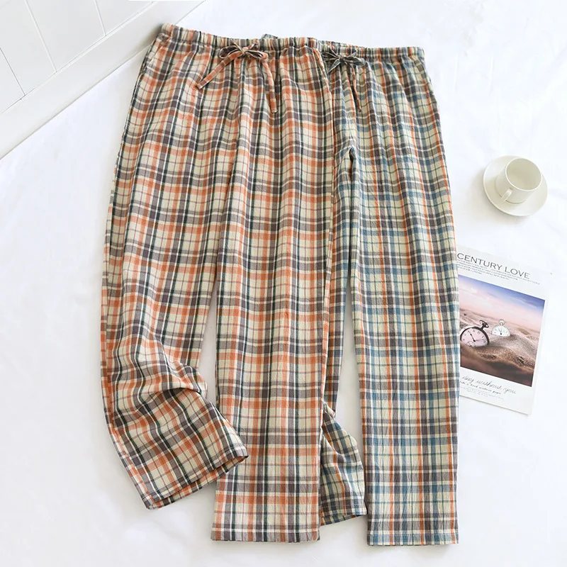 Fdfklak New Plaid Male Pajamas Pants Spring Summer Autumn Cotton Home Pant Loose Casual Sleepwear Trousers Men's Pantalones