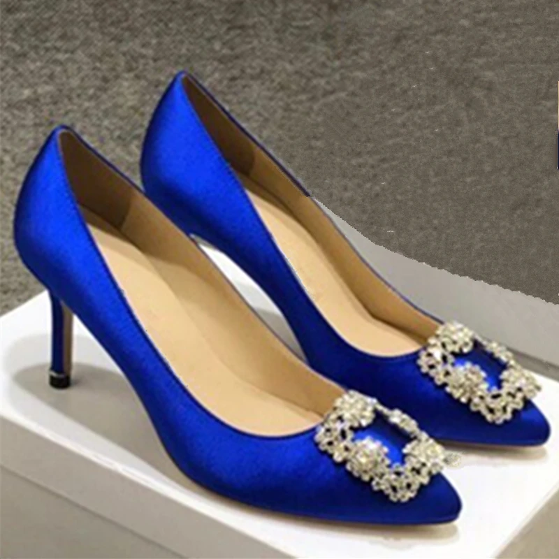 European and American spring and autumn classic ladies shoes diamond buckle decorative shoes