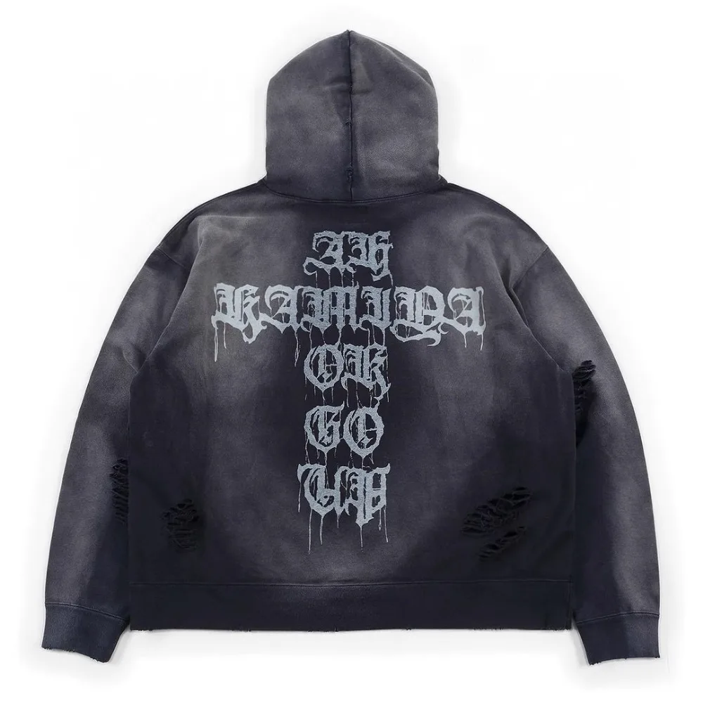 NIGO Мужская потертая винтажная толстовка с капюшоном Faded High Street Пуловер в стиле