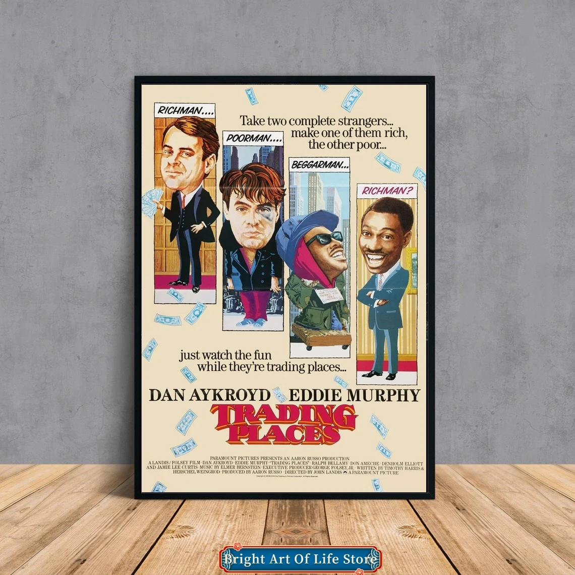 Классический кинопостер Торговые места (1983) Обложка со звездами фотопечать на