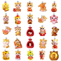 flat bottom pendant epoxy resin cartoon style animal tiger jewelry makings charms diy gifts making children accessories flh76