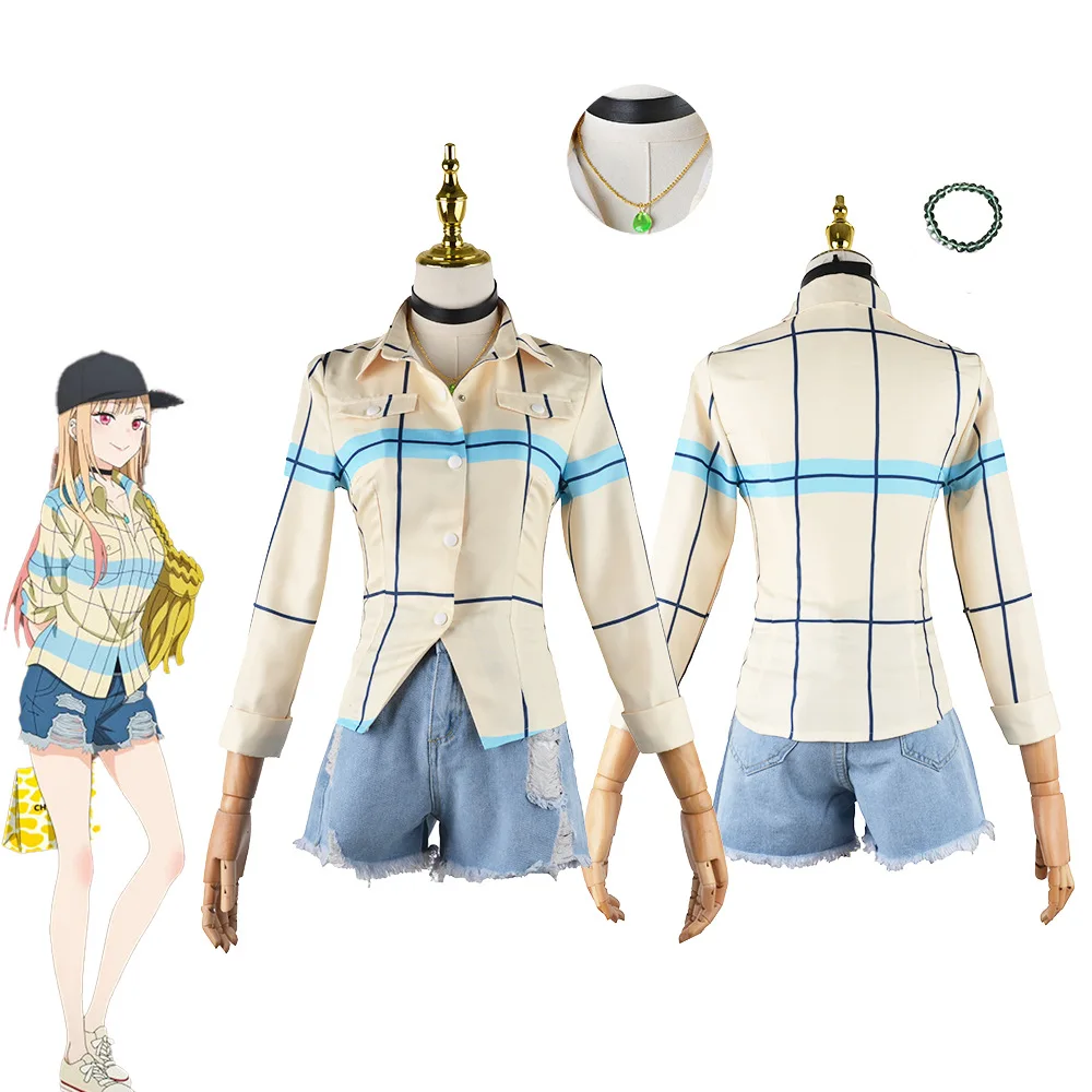 

My Dress-Up Anime Cosplay Costume Darling Kitagawa Marin Shirt Denim Shorts Suit Marin Everyday Clothes Woman Carnival Dress Up