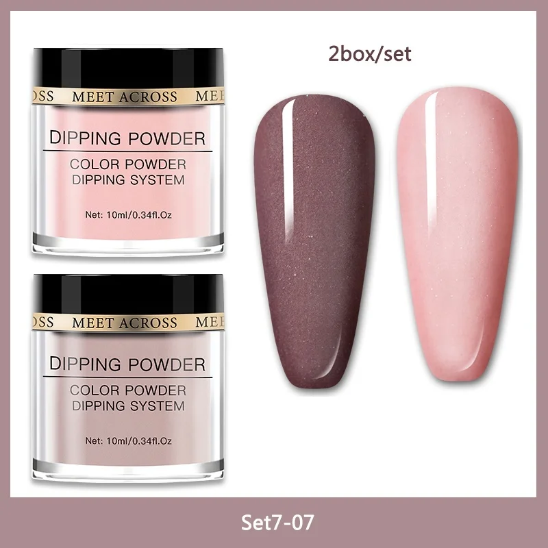 

MEET ACROSS 2Boxes/Set Dipping Nail Powder Kit Shining Glitter Dip Nail Powder Gradient French Natural Dry Pigment Dust
