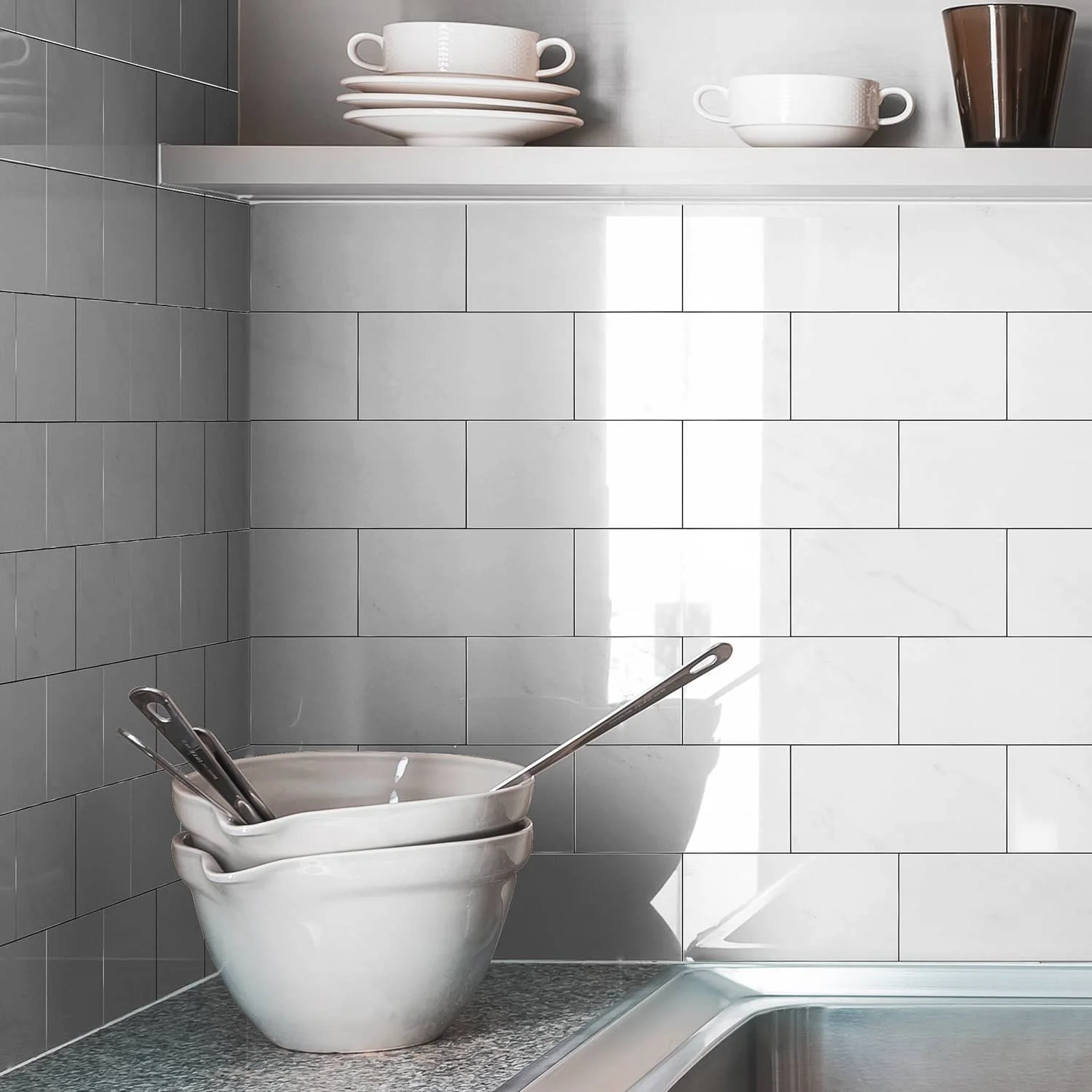 Мраморно-белый кристалл керамическая плитка самоклеящиеся водонепроницаемые