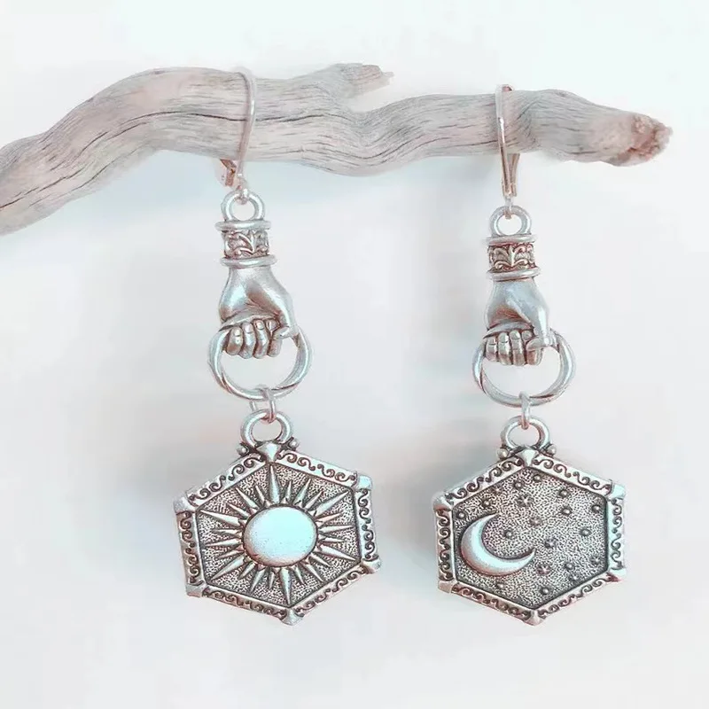 

Bohemia Sun Moon Gold Earrings Ear Stud Drop Tassel Handmade,Women Jewelry Accessory Pendant Gift
