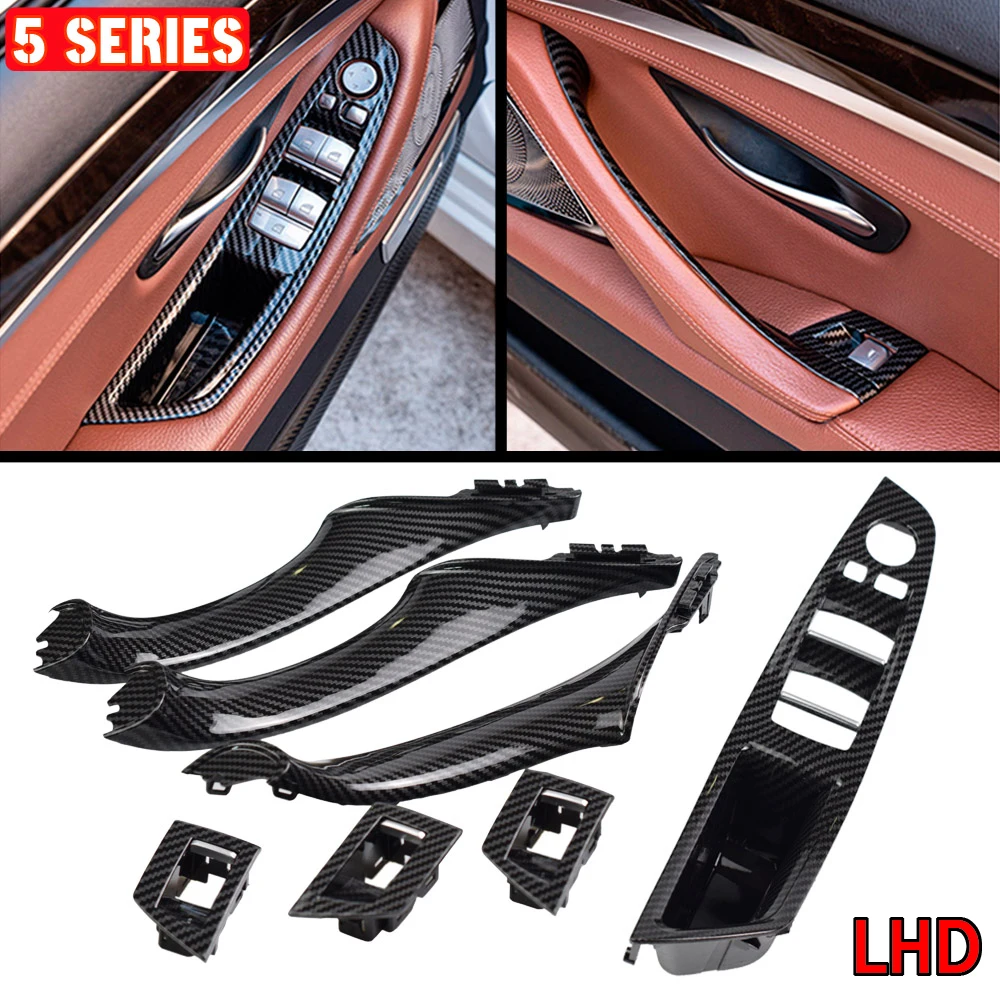

Fit For BMW 5 Serie F10 F11 F18 520d 525d 530d 535i Carbon Fiber Car LHD RHD Interior Door Handle Inner Panel Pull Trim Cover