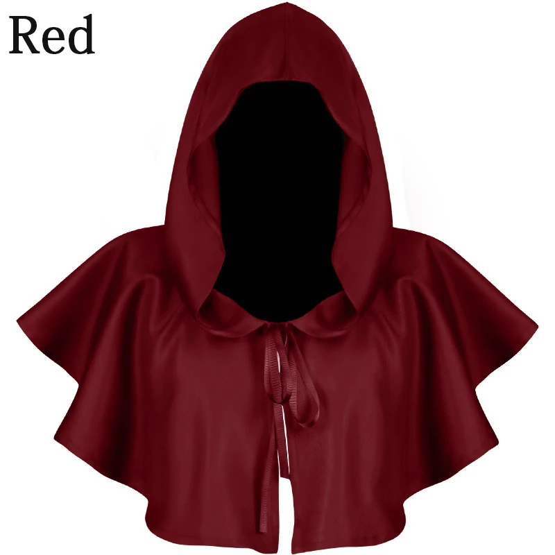 Унисекс взрослый/детский средневековый костюм накидка с капюшоном короткая