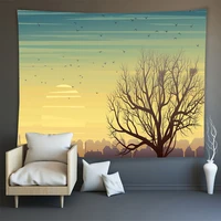ins nature landscape tapestry high mountain with waterfall birds sunset flower wall hanging for home wall decoration background
