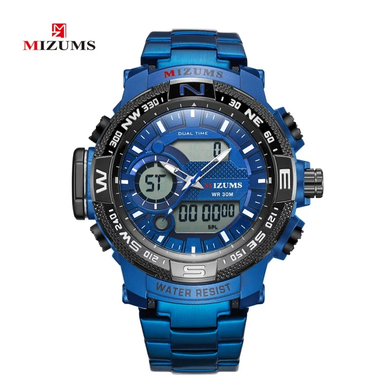 

MIZUMSElectronic Watch8014Double Inserts электронные часы стальной ремешок часы мужские часы кварцевые часы спортивные часы