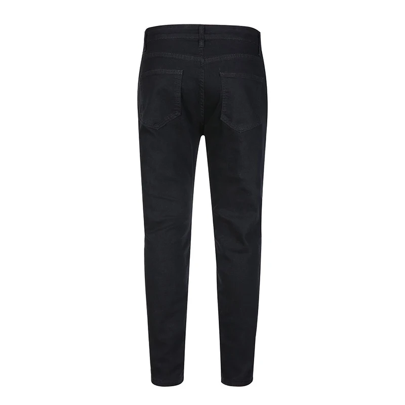 Ripped Jeans 2023 New Men Skinny Striped Zipper Denim Hole Wash Vintage Hip Hop Work Trousers Slim Printed Black Jeans Men