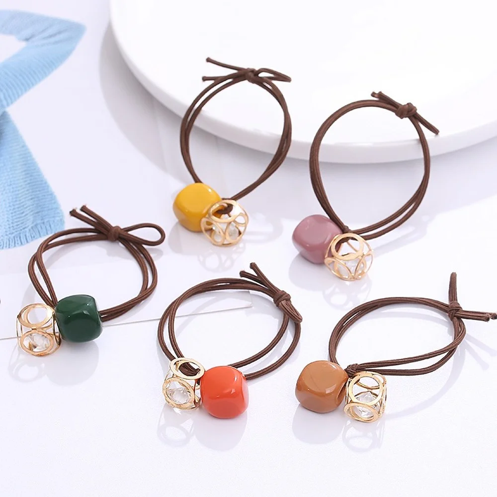 

Crystal Pendant Pearl Rubber Band Color Hair Ornament Is Suitable for Girls Elastic Rubber Band Fixed Hair Accessories Headdress