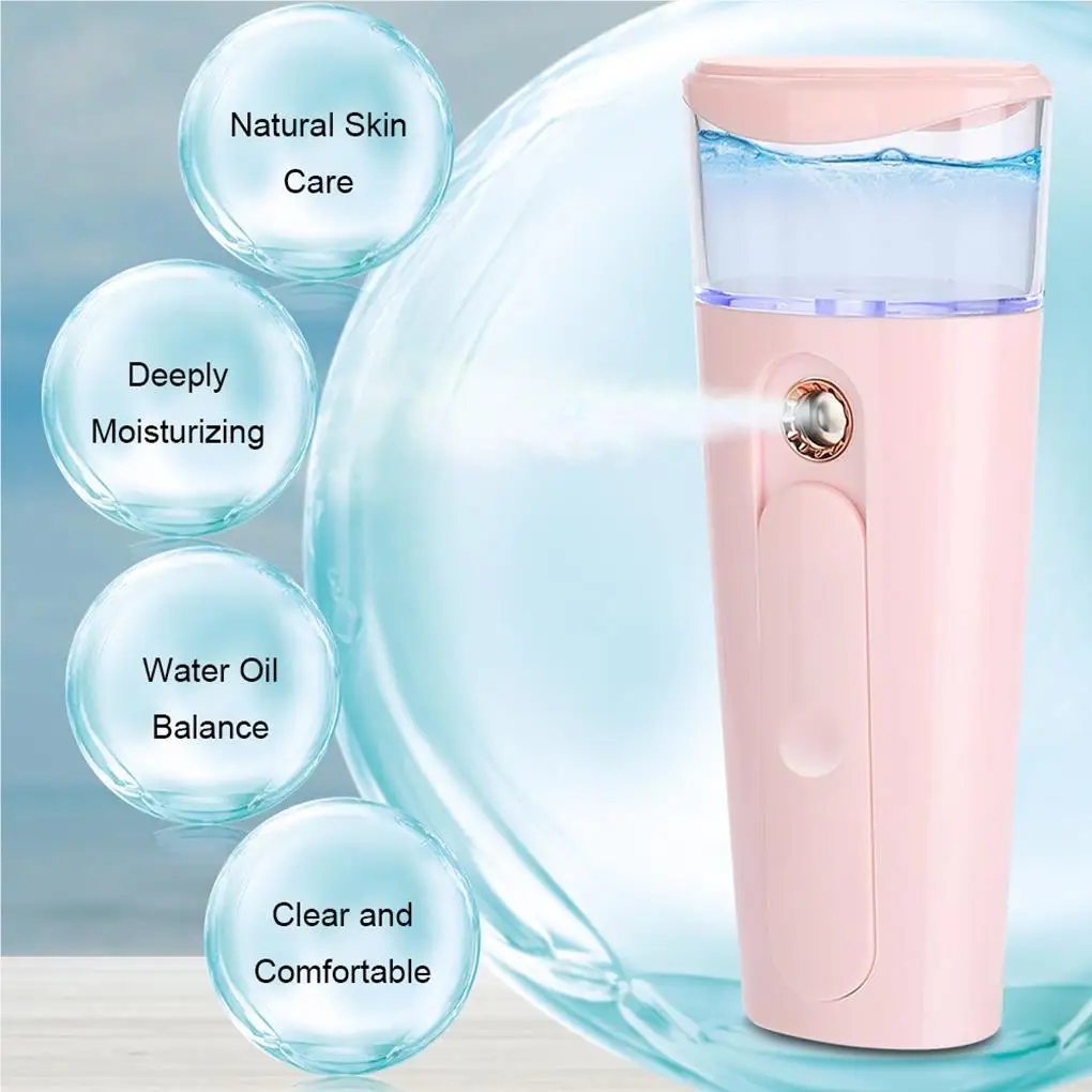 

USB 38ml Nano Facial Mist Spray Portable Face Moisturizing Atomization Sprayer Pink