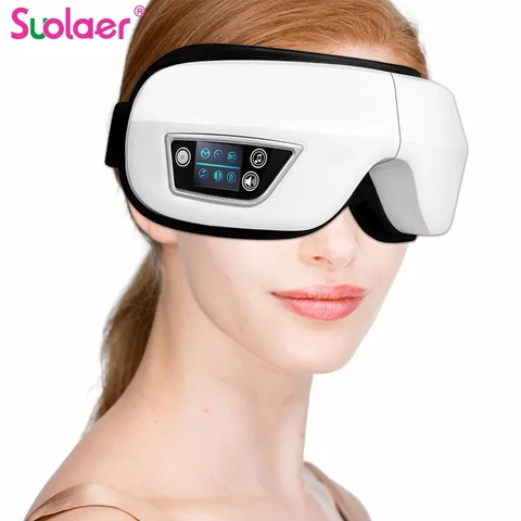 6D умная подушка безопасности Вибрационный массажер для глаз Уход за глазами Instrumen Heating Bluetooth Музыка снимает усталость и темные круги с теплом