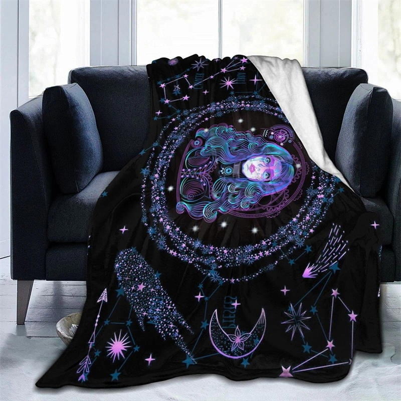 

12 Constellations Blanket Flannel Lightweight Blanket Warm and Soft Signs Astrological Blanket Constellations Themed Room Decor