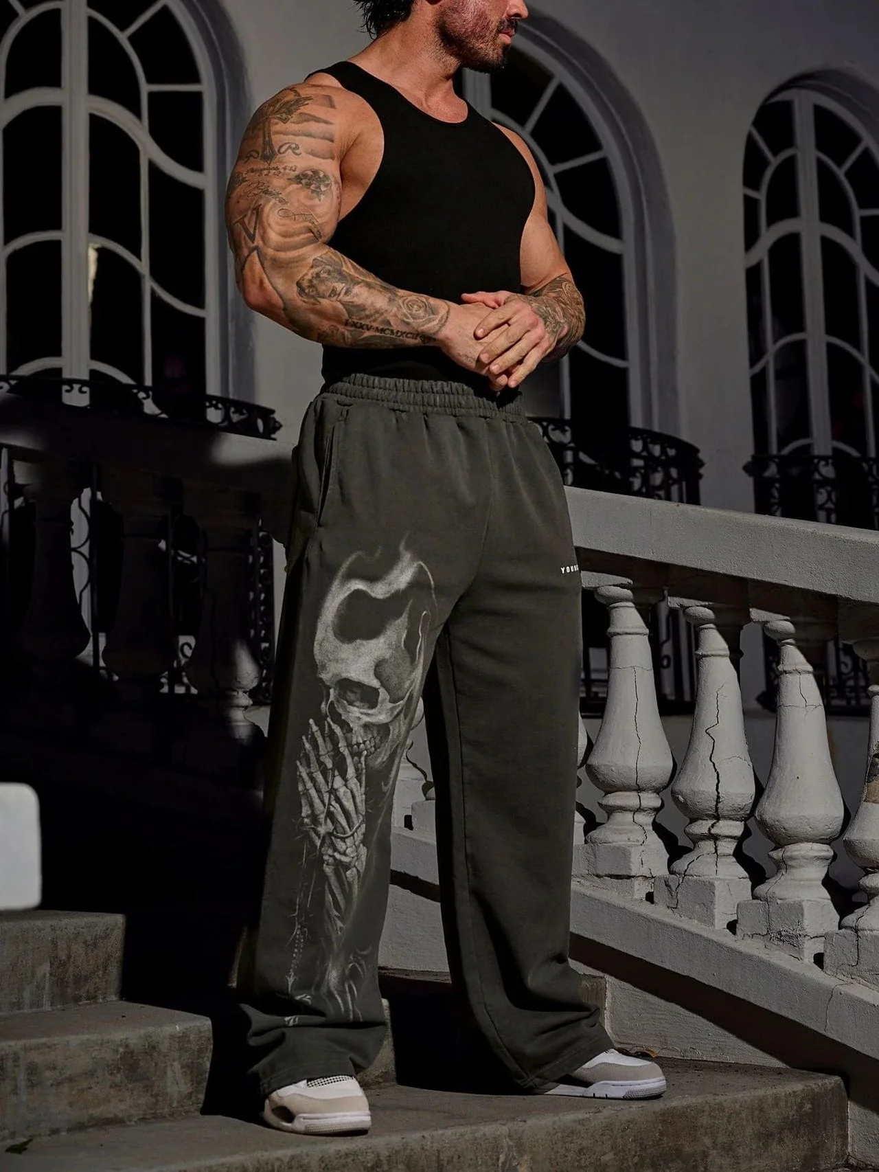 Мужские повседневные брюки с принтом в стиле ретро