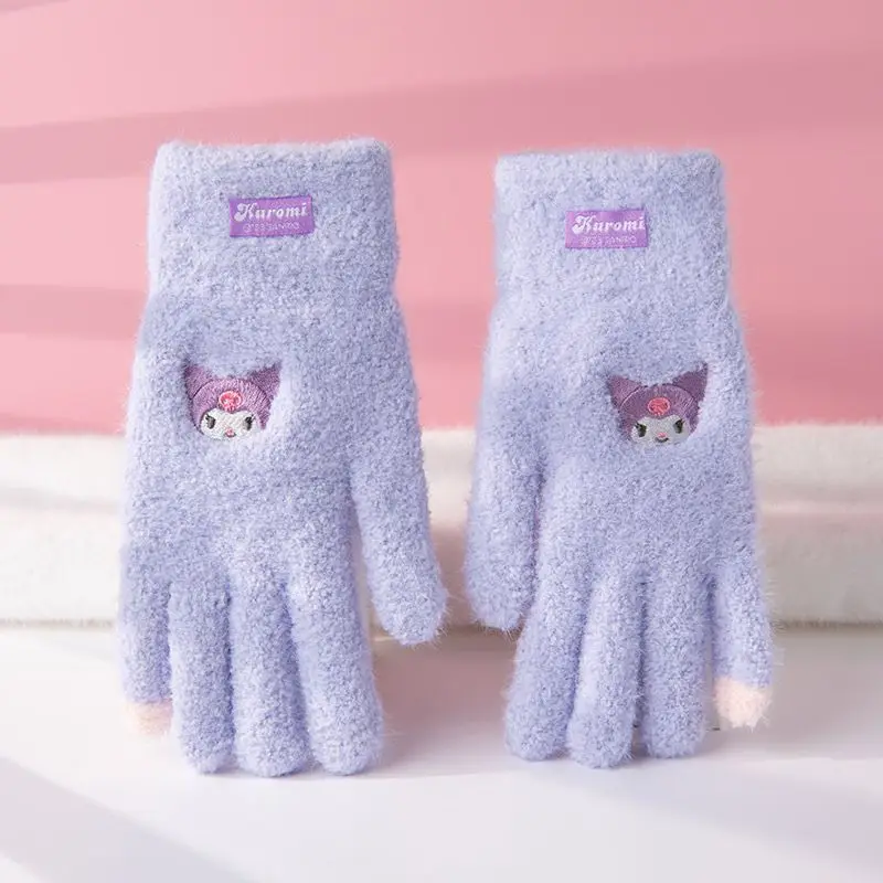 Зимние шерстяные перчатки Sanrio с героями мультфильмов Kuromi My melody полачко пятью