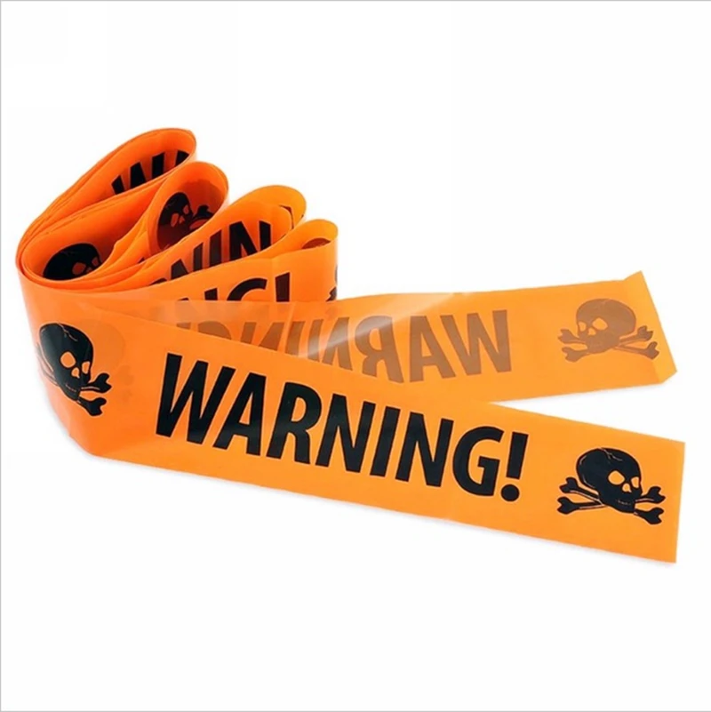 1pc 5M Halloween Props Danger Warning Line Plastic Skull Head Tape Signs Window Decoration Party Supplie |