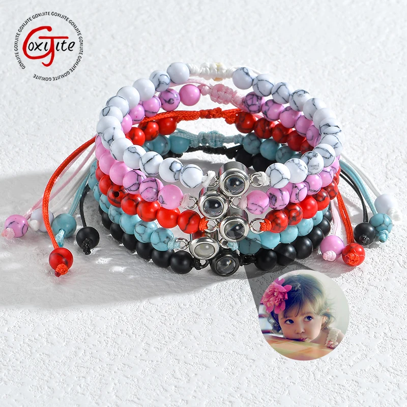 Индивидуальный цветной браслет Azimiby с кольцом и фотопроекцией Юбилейный подарок