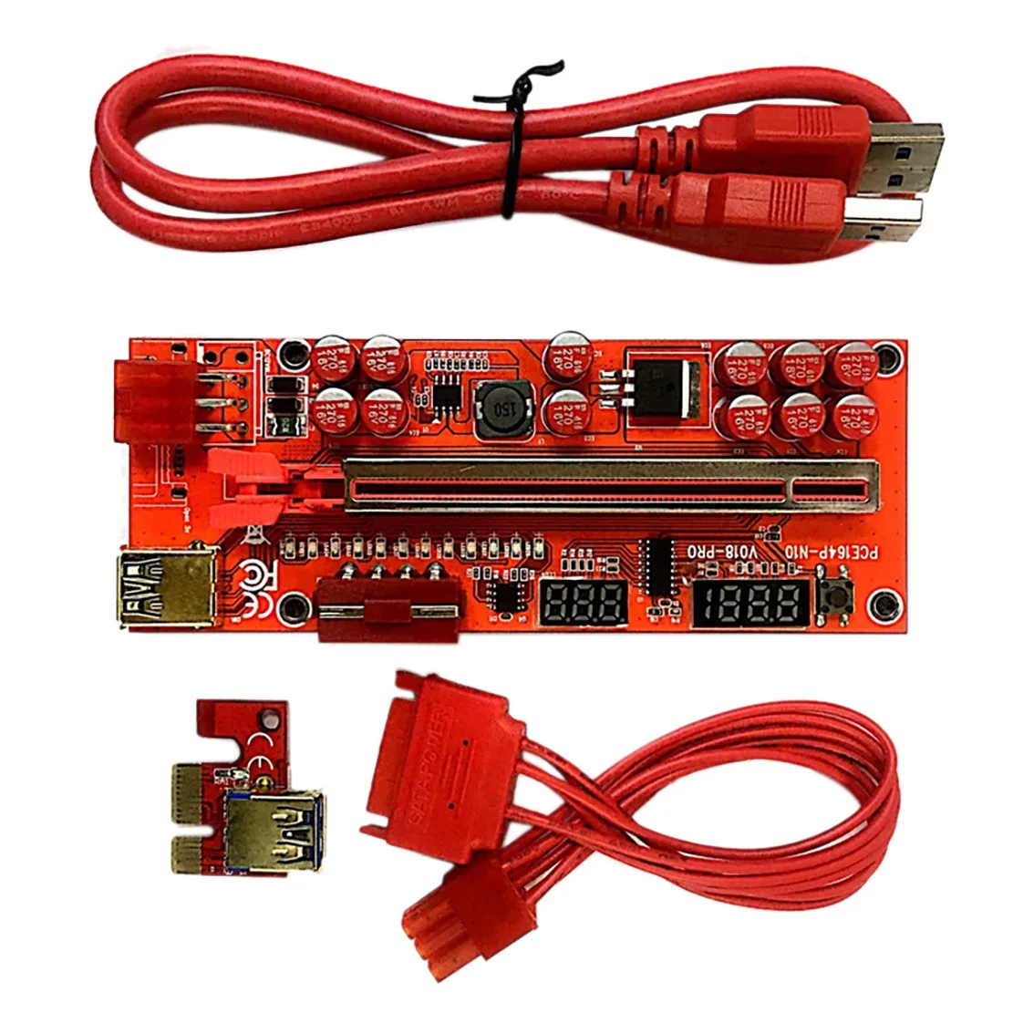 

Видеокабель-удлинитель VER018 PRO PCIE с индикатором температуры/напряжения для майнинга BTC, 1 шт.