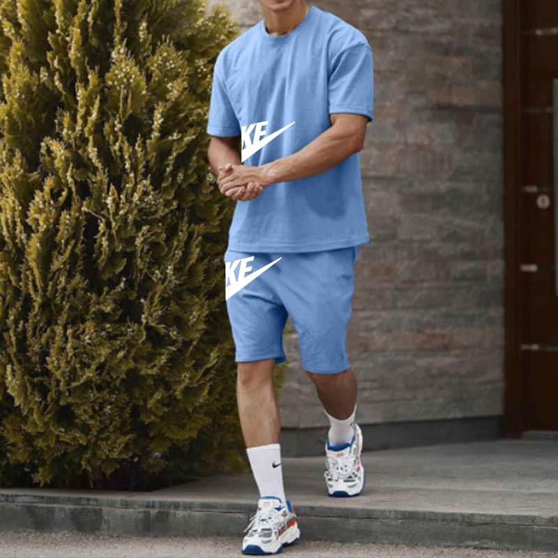 New Men Suit Fashion 2-piece Set Men Street Short Shirts Shorts Pants Casual Oversized Comfortable Clothes Jogging Training Set