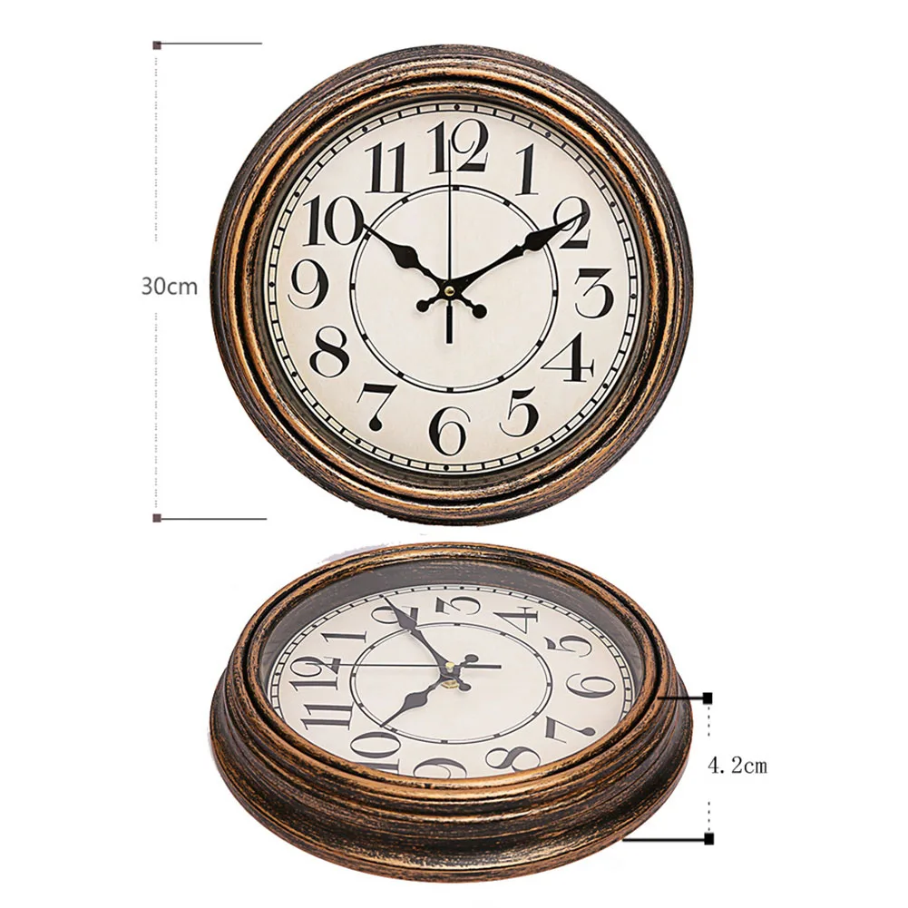 12-дюймовые винтажные настенные часы в европейском стиле круглые бесшумные