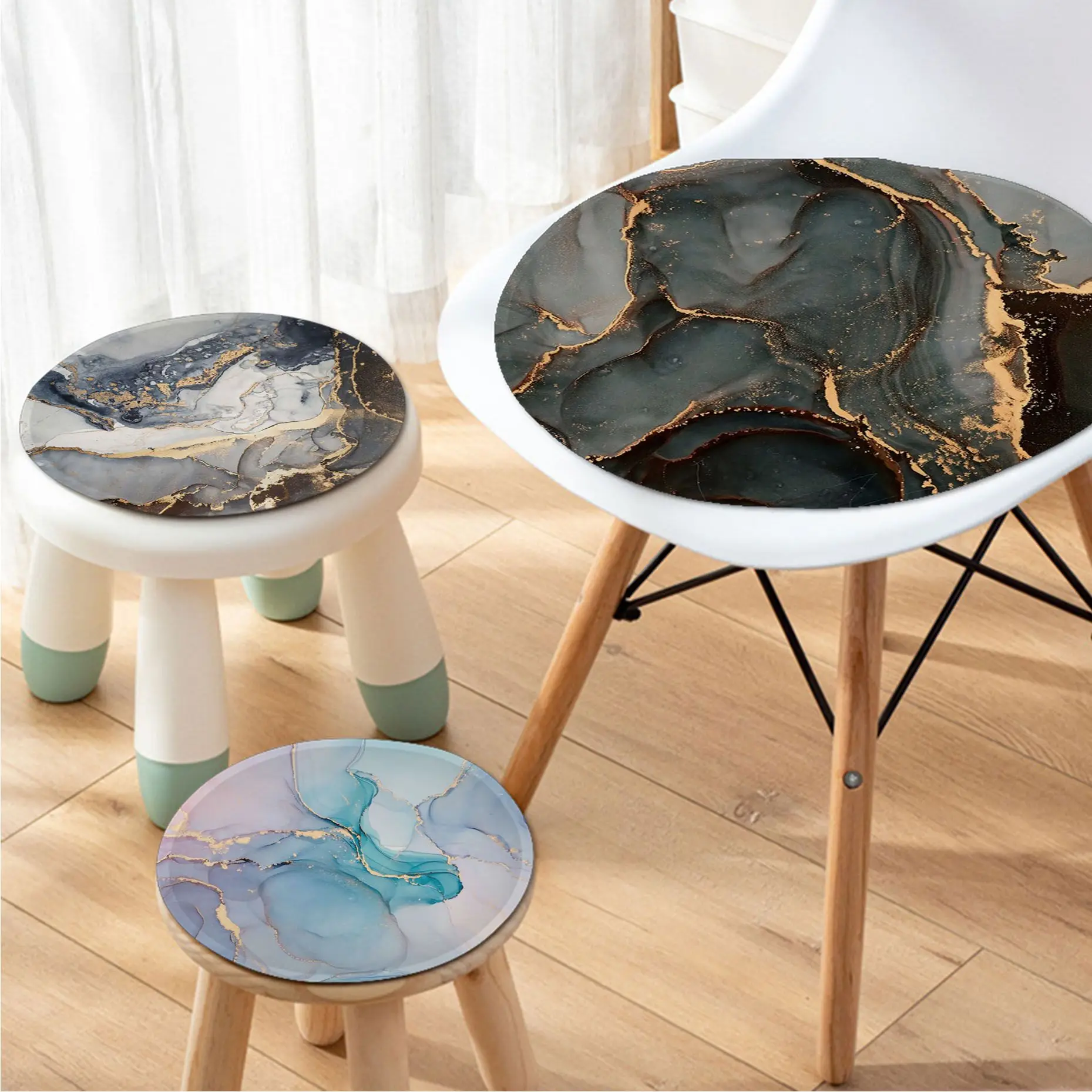 

Gold Marble Square Dining Chair Cushion Circular Decoration Seat For Office Desk Cushions Home Decor