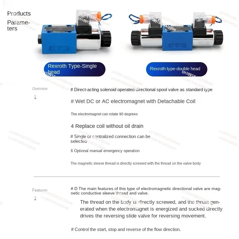 4WE DC24V 12V 4WE10E Serie Válvula Соленоид Tipo Rexroth 4WE10H Hidráulica Direccional 4WE10J