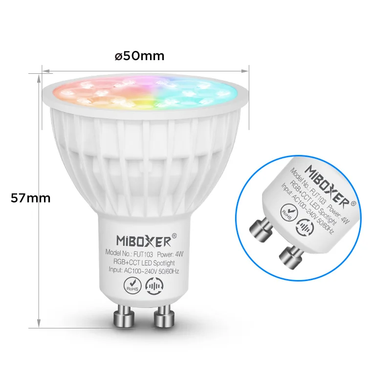 Miboxer 4 Вт RGB CCT Светодиодный точечный светильник FUT103 GU10 FUT104 MR16 2 4g Wifi приглушаемая