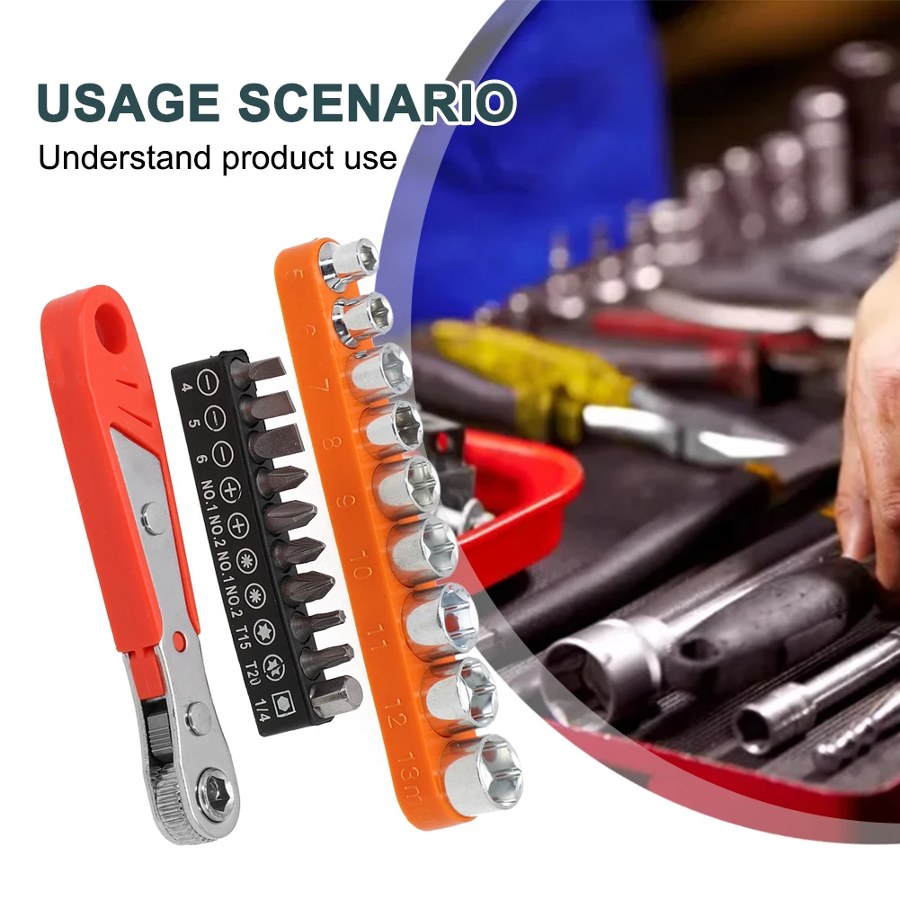 

20pcs Set Ratchet Wrench 1/4Inch Adapter SL4.0 SL5.0 SL6.0 PH1 PH2 PZ1 PZ2 T15 For Home Appliance Motorcycle Cabinet Hand Tools