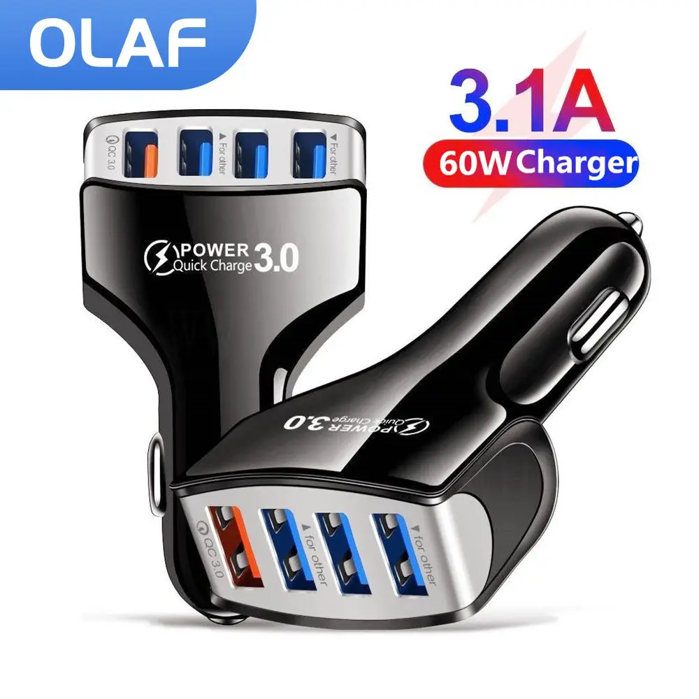 

Автомобильное зарядное устройство с 4 USB-портами, 60 Вт, 3,0，60W 4 порт автомобильный зарядник быстрый заряд 3.0 мультиUSB адаптер быстрый заряд для...