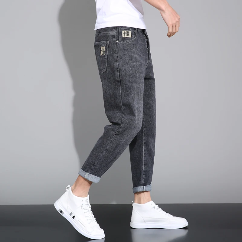 2022 Spring Summer New Men's  Jeans Classic Style Fashion Casual Premium Stretch Regular Fit Jeans Men's Dark Grey Trousers